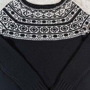 American Eagle‎ Fair Isle Geometric Wool Knit Sweater Black White Women's Medium